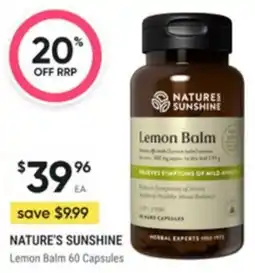 Healthy Life Nature's sunshine lemon balm offer