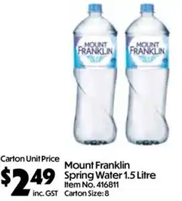 Campbells Wholesale Mount Franklin Spring Water offer