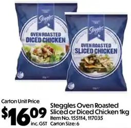 Campbells Wholesale Steggles Oven Roasted Sliced or Diced Chicken offer