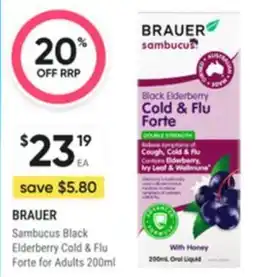 Healthy Life BRAUER Sambucus Black Elderberry Cold & Flu Forte for Adults offer