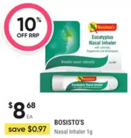 Healthy Life Bosisto's Nasal Inhaler offer
