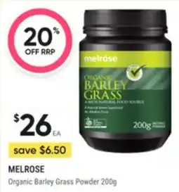 Healthy Life MELROSE Organic Barley Grass Powder offer