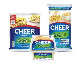 Foodworks Cheer shredded, sliced or block cheese 250g offer