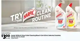 Campbells Wholesale Harpic White & Shine Toilet Cleaning Bleach Gel offer