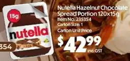 Campbells Wholesale Nutella Hazelnut Chocolate Spread Portion offer