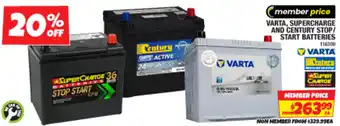 Varta, supercharge and century stop/ start batteries