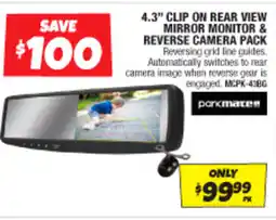 Autobarn 4.3" clip on rear view mirror monitor & reverse camera pack offer