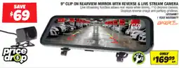 Autobarn 9" clip on rearview mirror with reverse & live stream camera offer