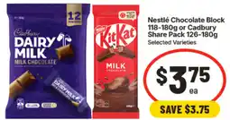 IGA Nestlé Chocolate Block or Cadbury Share Pack offer