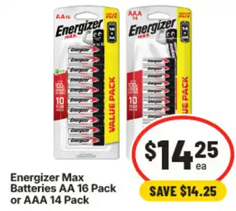 IGA Energizer Max Batteries offer