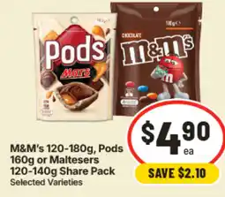 IGA M&M's , Podsor Maltesers Share Pack offer