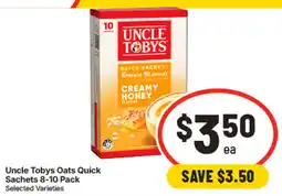 IGA Uncle Tobys Oats Quick Sachets offer