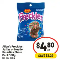 IGA Allen's Freckles, Jaffas or Nestlé Smarties Share Pack offer