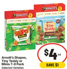 IGA Arnott's Shapes, Tiny Teddy or Minis offer