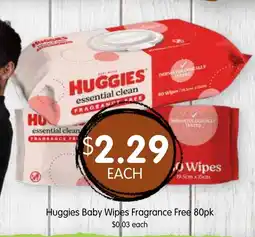 Spudshed Huggies Baby Wipes Fragrance Free offer