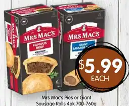 Spudshed Mrs Mac's Pies or Giant Sausage Rolls offer
