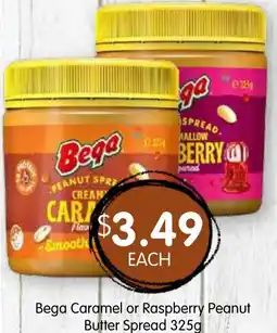 Spudshed Bega Caramel or Raspberry Peanut Butter Spread 325g offer