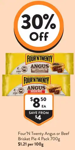 Foodworks Four'N Twenty Angus or Beef Brisket Pie offer