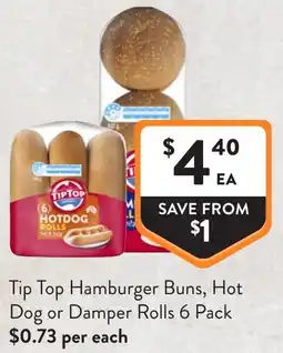 Foodworks Tip Top Hamburger Buns, Hot Dog or Damper Rolls offer