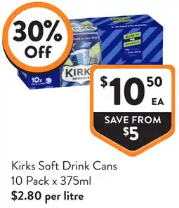 Foodworks Kirks Soft Drink Cans offer