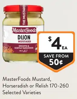Foodworks MasterFoods Mustard, Horseradish or Relish offer