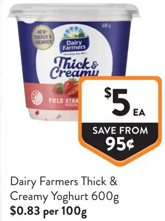 Foodworks Dairy Farmers Thick & Creamy Yoghurt offer