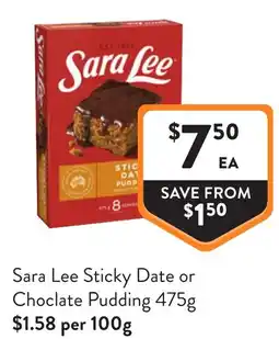Foodworks Sara Lee Sticky Date or Choclate Pudding offer