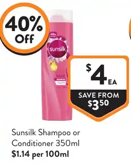 Foodworks Sunsilk Shampoo or Conditioner offer