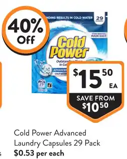 Foodworks Cold Power Advanced Laundry Capsules offer