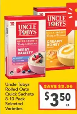 Supa Valu Uncle Tobys Rolled Oats Quick Sachets offer
