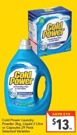 Supa Valu Cold Power Laundry Powder Liquid or Capsules offer