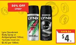 Supa Valu Lynx Deodorant Body Spray or Antiperspirant offer
