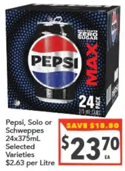 Supa Valu Pepsi Solo or Schweppes offer
