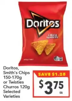 Supa Valu Doritos Smiths Chips or Twisties Churros offer