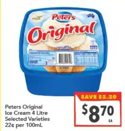 Supa Valu Peters Original Ice Cream offer