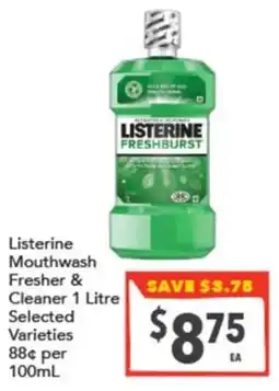 Supa Valu Listerine Mouthwash Fresher & Cleaner offer
