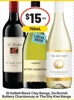 Supa Valu St Hallett Black Clay Range De Bortoli Buttery Chardonnay or The Shy Kiwi Range offer