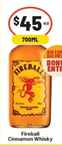 Supa Valu Fireball Cinnamon Whisky offer