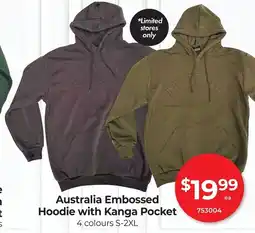 Red Dot Australia Embossed Hoodie with Kanga Pocket offer