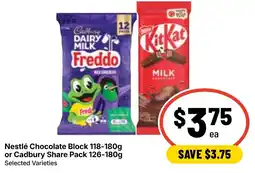 Ritchies Nestlé Chocolate Block or Cadbury Share Pack offer