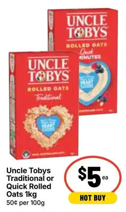 Ritchies Uncle Tobys Traditional or Quick Rolled Oats offer
