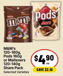 Ritchies M&Ms Pods or Maltesers Share Pack offer