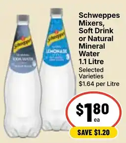 Ritchies Schweppes Mixers or Natural Mineral Water offer
