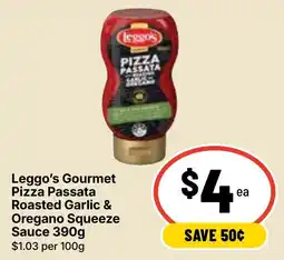 Ritchies Leggos Gourmet Pizza Passata Roasted Garlic & Oregano Squeeze Sauce offer