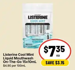 Ritchies Listerine Cool Mint Liquid Mouthwash On The Go offer