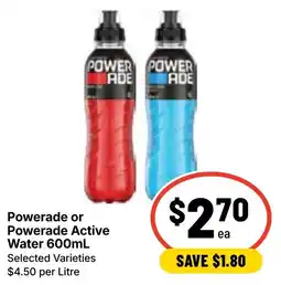 Ritchies Powerade or Powerade Active Water offer