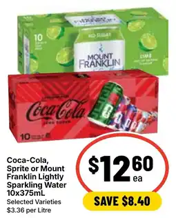 Ritchies Coca Cola Sprite or Mount Franklin Lightly Sparkling Water offer