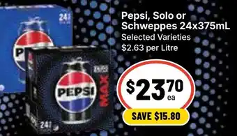 Ritchies Pepsi Solo or Schweppes offer