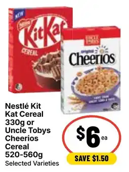 Ritchies Nestlé Kit Kat Cereal or Uncle Tobys Cheerios Cereal offer