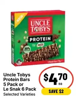 Ritchies Uncle Tobys Protein Bars or Le Snak offer